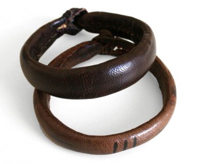 Ghana armband enkel bomull och läder brun