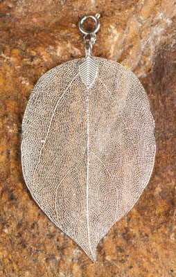 Bodhiblad, rhodium, 8 cm.